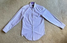 Calvin Klein Non-Iron Slim Fit Purple White Button Up Shirt Mens 14.5 32/33