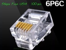 200pcs RJ12 RJ11 6P6C Modular Plug DSL Telephone Connector. Gold-plated
