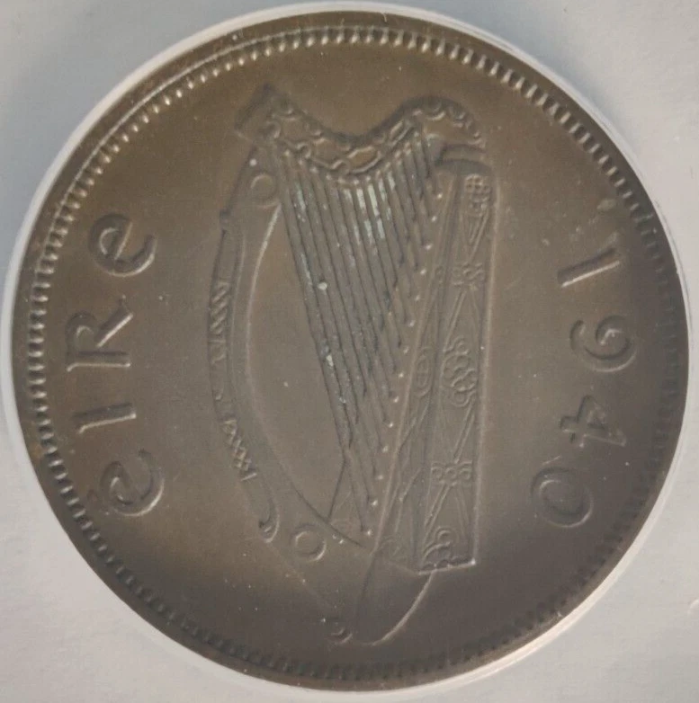 1940 Ireland Half Penny ANACS AU50 1/2P Coin Rare Irish Copper Coin 1A - Image 3 of 4