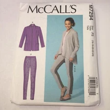 McCall's 7294 Size 16-24 Misses' Jackets Top Leggings