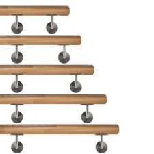 Handlauf Holz Eiche Geländer Wand Treppe Balkon mit Edelstahlhalter 0,3m bis 2m