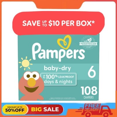 Pampers Baby Dry Baby Diapers Size 6, 108 Count