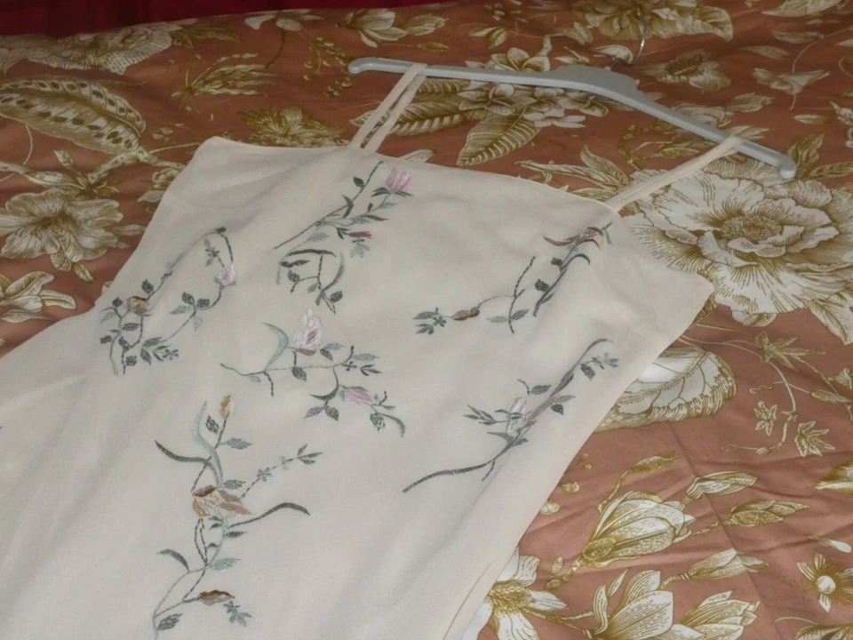 Robe LONGUE DECOLLETEE SOIREE MARIAGE Femme Taille 38 Blanche MOUSSELINE BRODEE - Photo 2/4