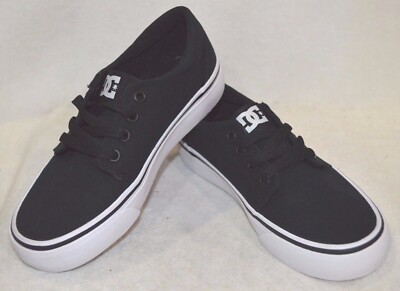 DC Boy's Trase TX Black/White Canvas Skate Sneakers - Size 11/1 NWB ADBS300083