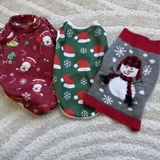 Dog Christmas Sweater Lot Holiday Santa Snowman Bundle Set