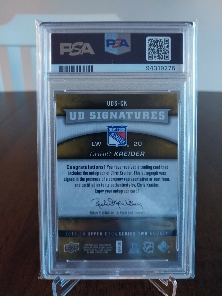 2013 Upper Deck Chris Kreider UD 签名 PSA 9 — 第 2/2 张图片