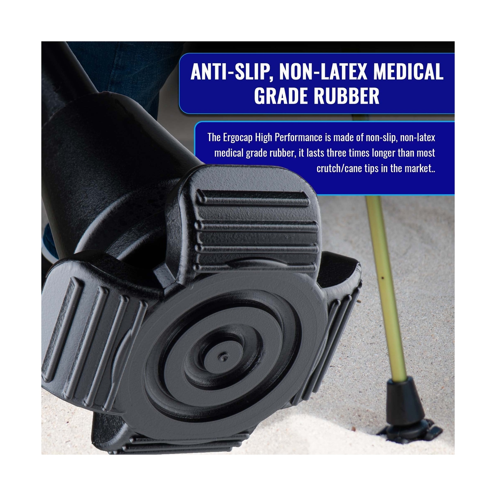 Ergocap® High Performance Crutch Rubber Tip - Rubber Replacement Foot Pad for...