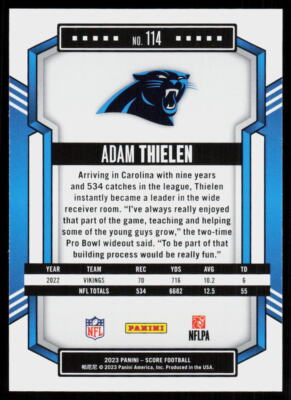 2023 Panini Score ADAM THIELEN #114 Football PANTHERS | eBay