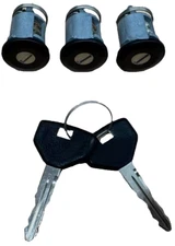 Dodge Van Jeep Chrome 3 (Three) Doors Lock Key Cylinder Set With 2 Keys To Match