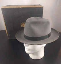Retro Richman Brothers Gray Hat Size 7 w/Box Fedora Draper Bowler Derby Cosplay 
