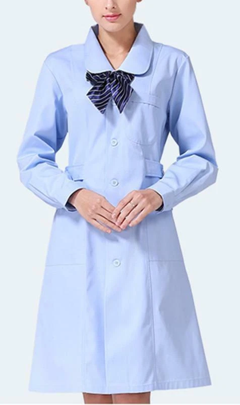 Women Nurse Dress Female Doctor Dress Beautician Lab Work Clothes Long Coat   - Image 3 of 4