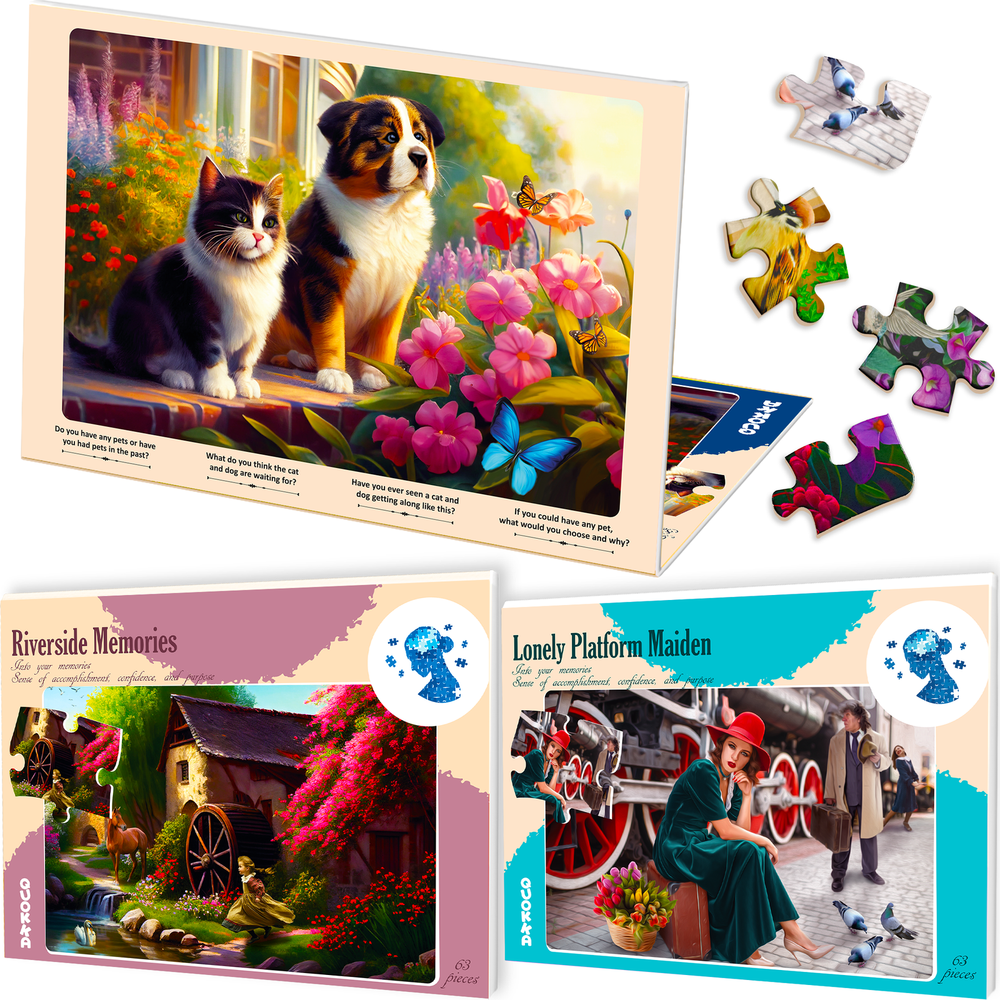 63 Piece Magnetic Puzzles for Adults - 3 Set Large Dementia Puzzles for Elderly