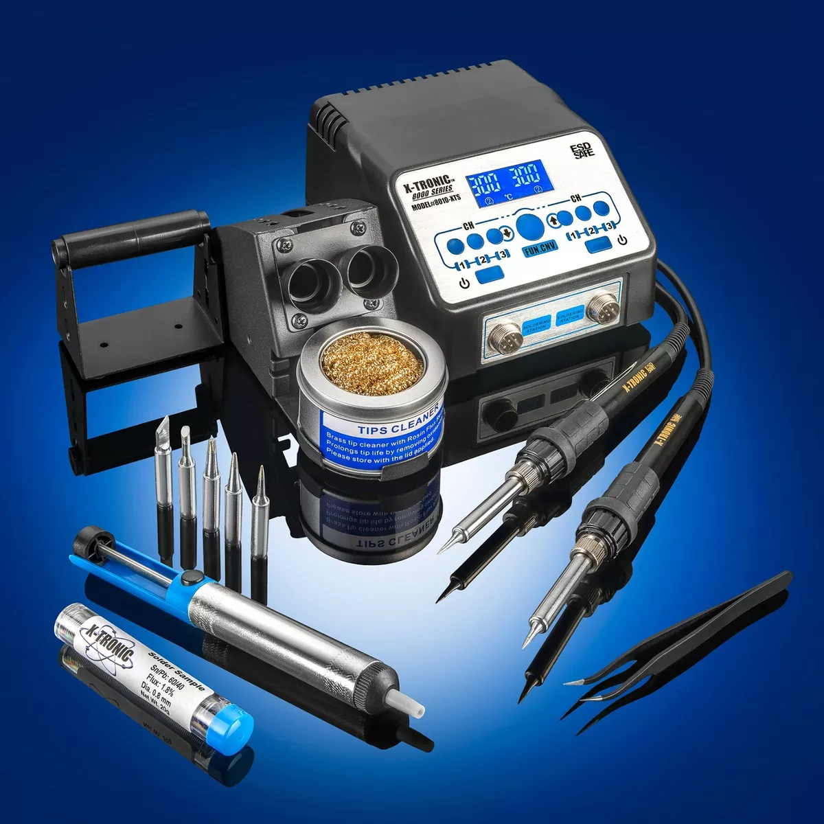 X Tronic 8010 XTS DUAL Antistatic Digital Soldering Iron Station