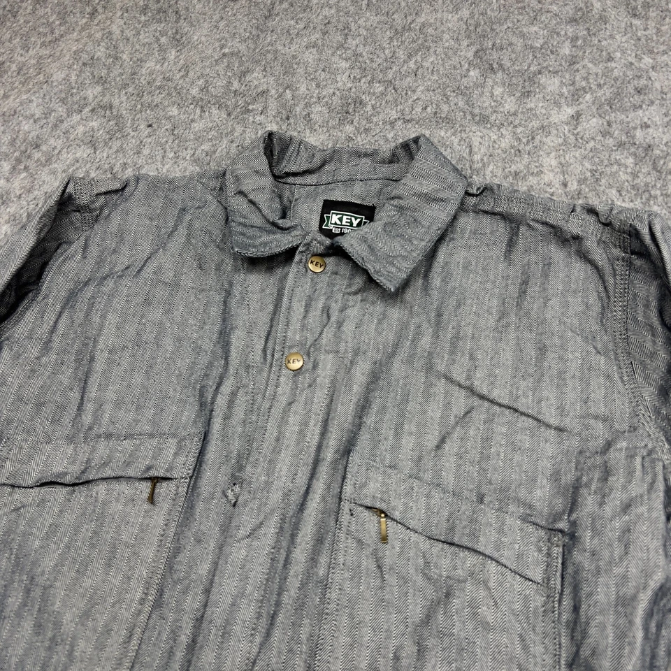 Key Imperial Overall Mens L Gray Railroad Striped Mechanic Carpenter Workwear - Image 4 of 4