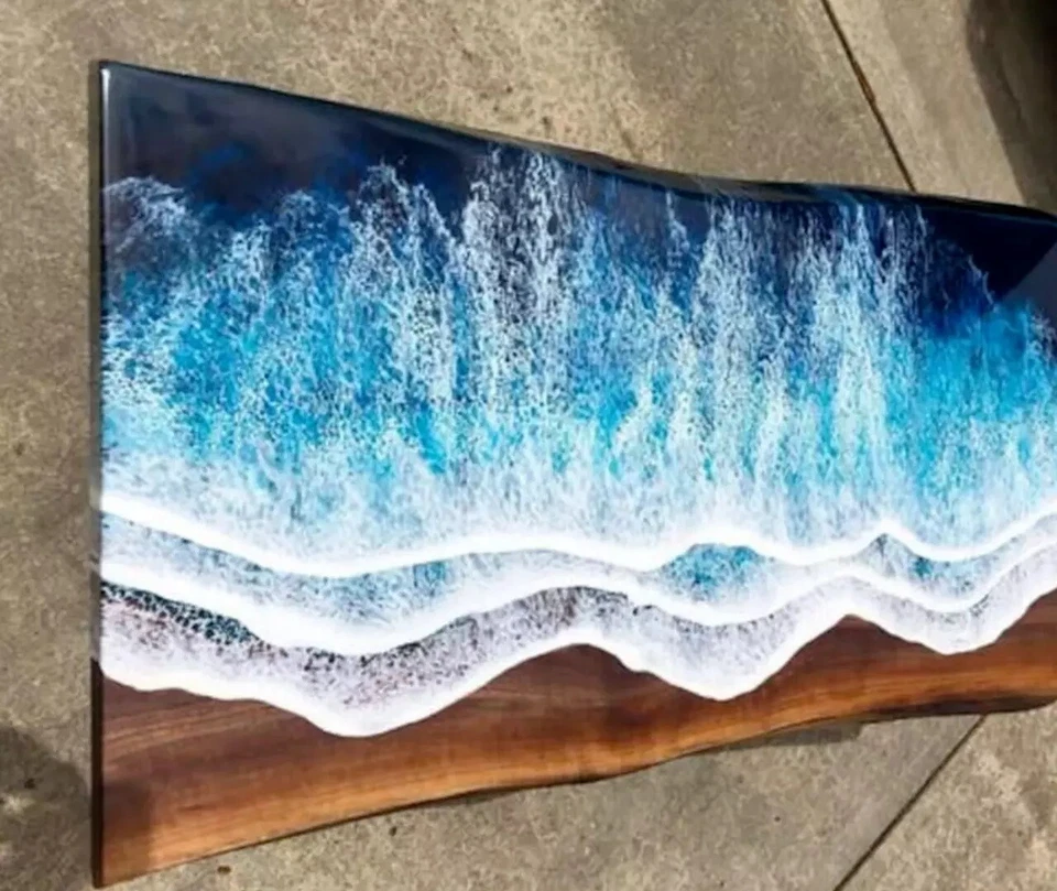 Ocean Table ,Epoxy Table, Epoxy Dining Table, Epoxy Resin Table, River Table Top - Image 2 of 4