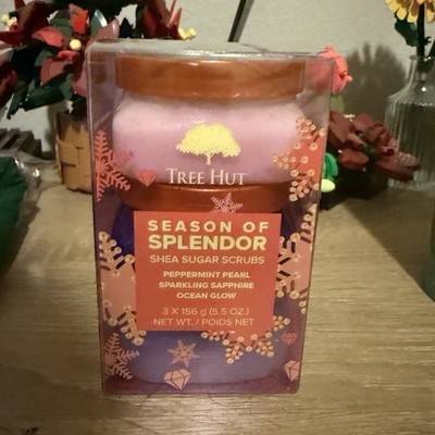 Tree Hut Season of Splendor Body Scrub Set Peppermint Ocean Shea Butter 3 x 156g