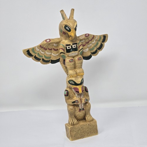 Resin OLD TRIBE NORTHWEST COAST EAGLE FISH INDIAN TOTEM POLE NATIVE AMERICAN 11"