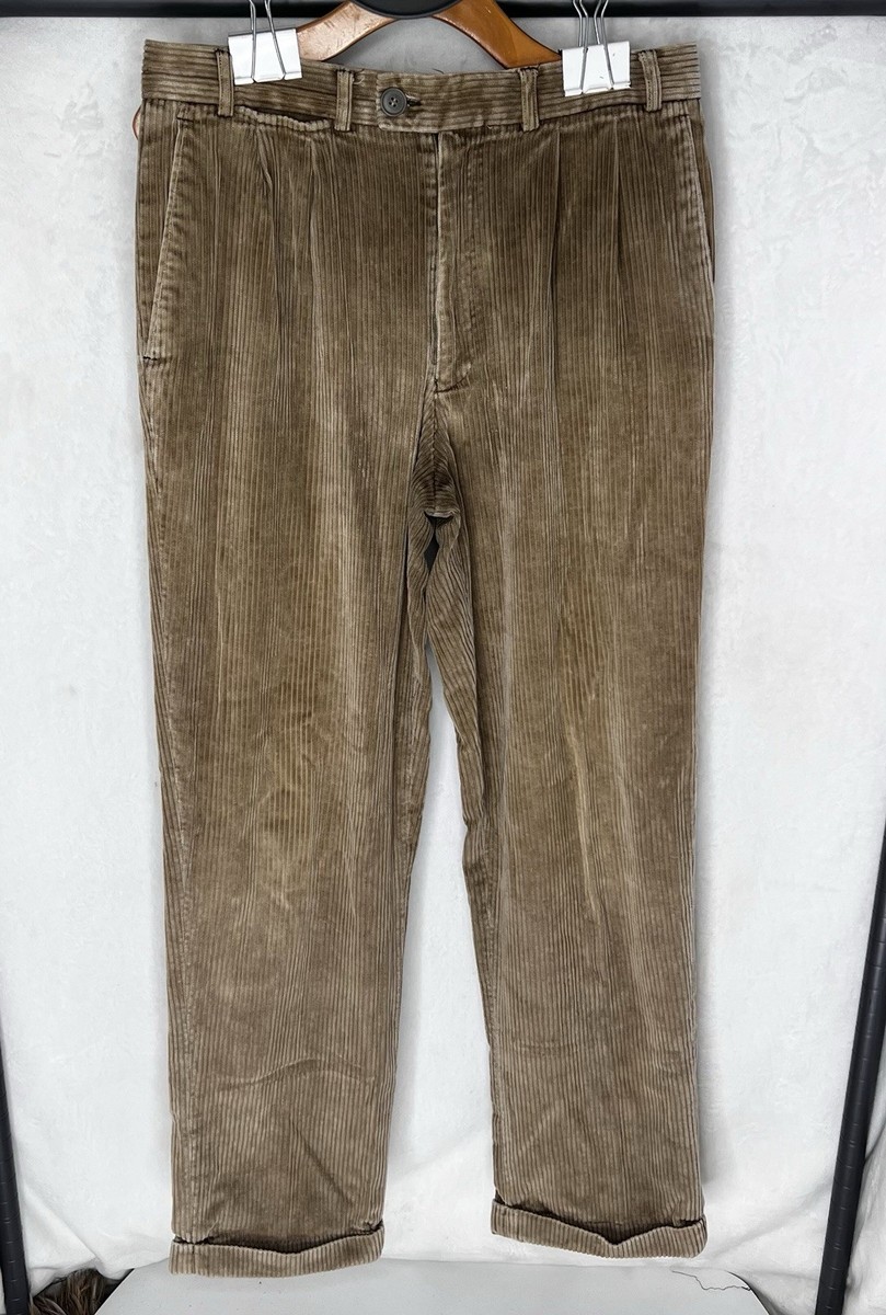 Vintage Plot Australia Brown Corduroy Pants 32x31 Pleated Cuffed Mens