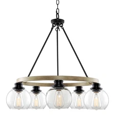 Elwood 25" 5-Light Industrial Rustic Farmhouse Wagon Wheel Chandelier