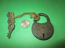 Vintage Padloc Lock 2 WORKING SKELETON KeyS Miller Lock Co USA PAT 12 19 05