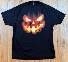 Celebrate Halloween Men s Large Jack O Lantern Pumpkin Black Graphic T-Shirt