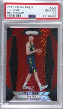 2017-18 Panini Prizm Red Pulsar Prizm 16/25 TJ Leaf #225 PSA 10 GEM MT 0h2x