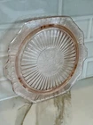 Vintage Art Deco Pink Depression Mayfield Footed Cake Plate - 1930’s  C2 -117