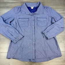 Duluth Trading Sol Survivor Sun Protection Shirt Jac Women's XXL Blue Snap Front