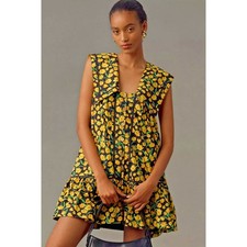 NWT Maeve Cottagecore Collared Poplin Swing Mini Dress Sz S