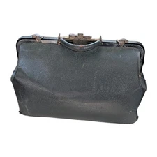 Antique 1900-1920 Large Black Leather Doctor's Bag