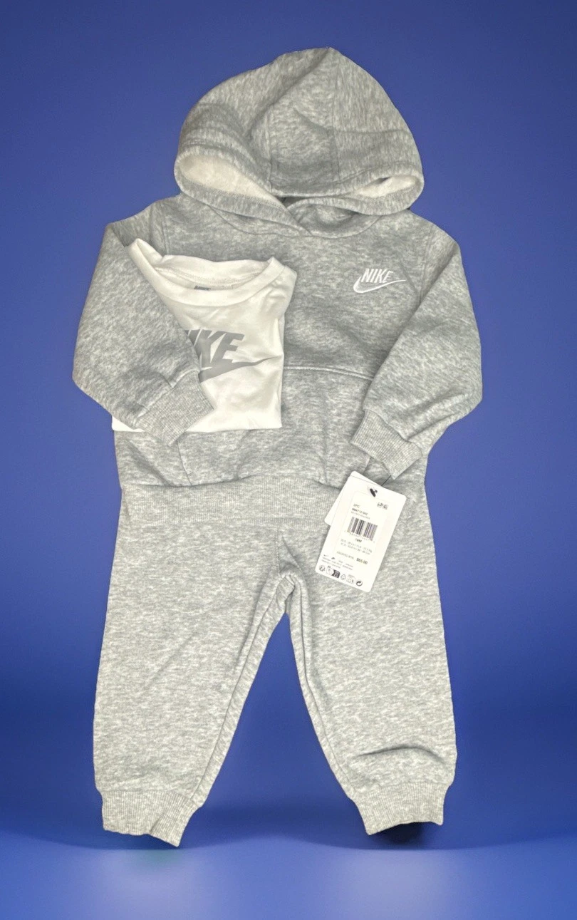 Nike BabyBoys Fleece Hoodie/Sweatshirt, Pans And T-Shirt Set, Size 18 Month