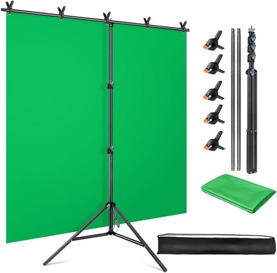 Green Screen Backdrop with Stand Kit 5x6.5ft, Portable Chromakey Green 5