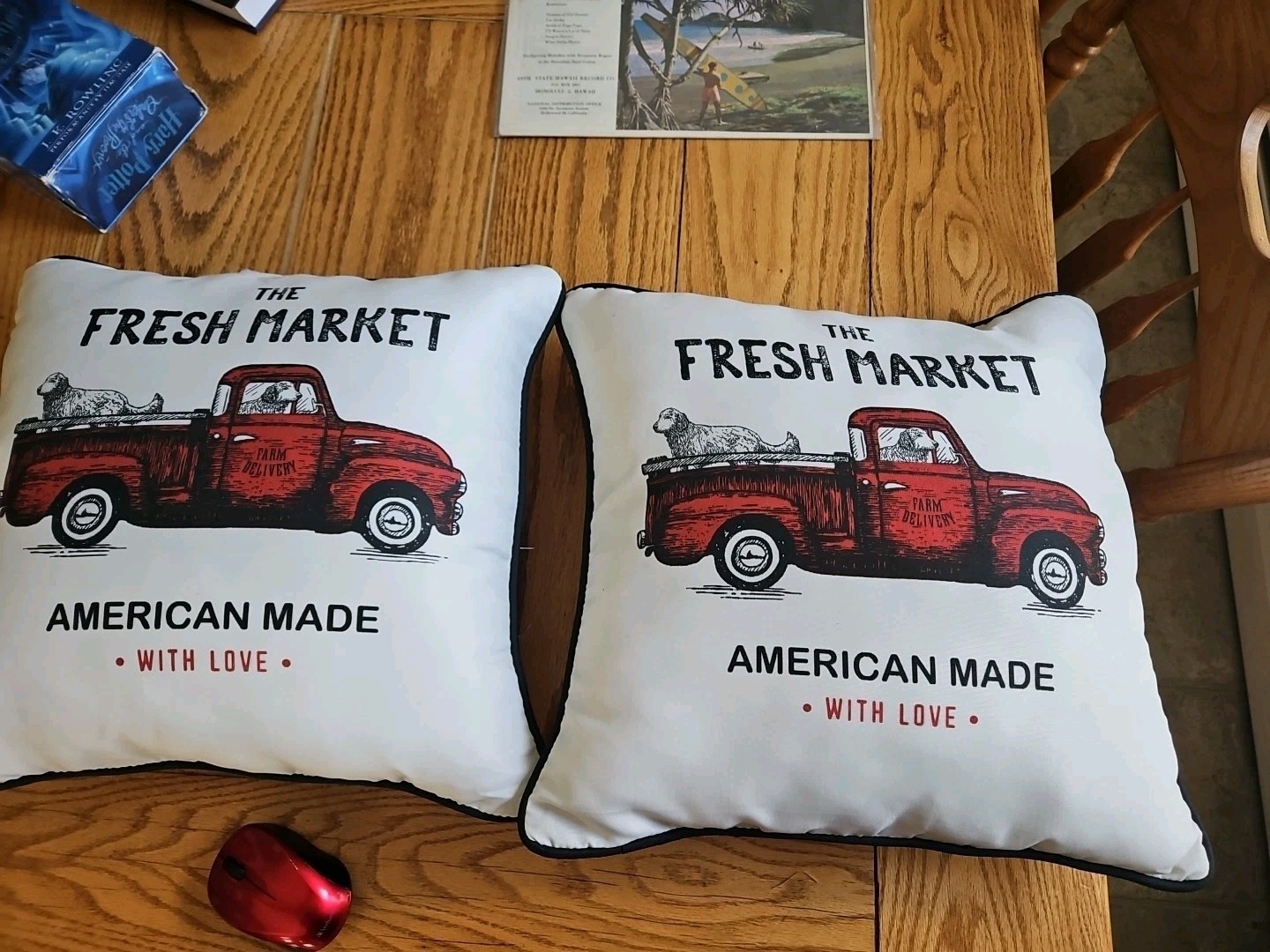Red Truck Dog 14"x14"