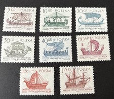 Poland Scott # 1124 - 1131  Ancient Ships   Mint Hinged