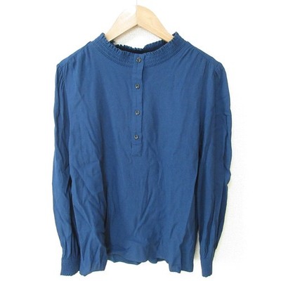 APC Gathered Neck Long Sleeve Pullover Blouse, Size 38, Blue Women USED