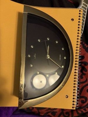 Seiko QQZ137G Quartz Analog Desk Clock Gold Dome Metal/Glass Black Accents