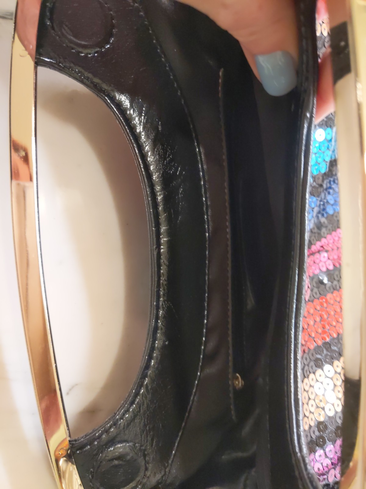 Express Design Studio Multicolor Sequin Clutch Go… - image 7