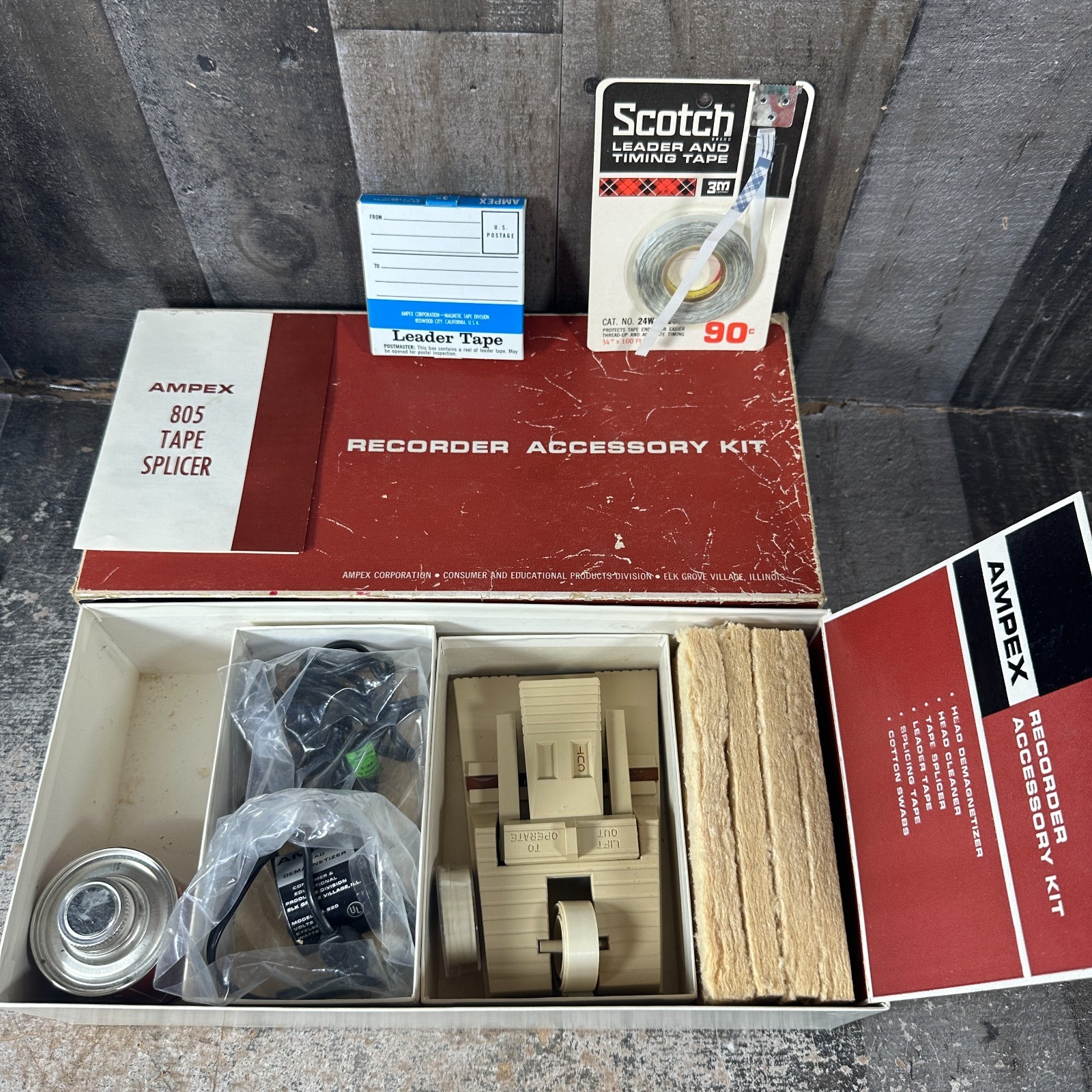 VTG Ampex Recorder Accessory Kit Reel To Reel Tape Splicer 805 Demagnitizer 820