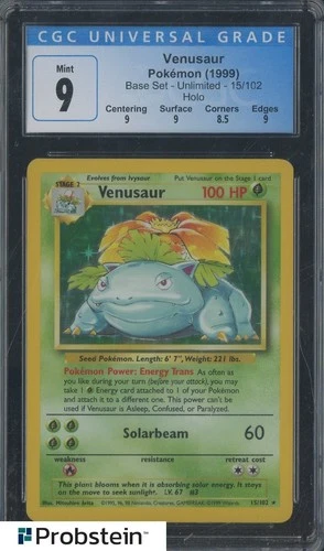 1999 Pokemon Base Set Unlimited 15/102 Venusaur Holo CGC 9 MINT