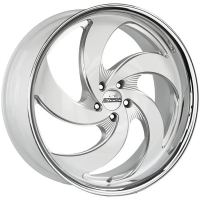 Strada C05 Retro 5 22x9 5x115 +15mm White/Milled/SSL Wheel Rim 22'' Inch