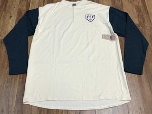 MENS 2XL - NEW Ebbets Field Flannels EFF Logo Fungo Henley Baseball Shirt Navy