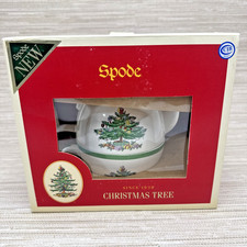 Spode Christmas Tree Cheer Tea For One 3-pc Stacking Tea Pot Cup Set Never Used