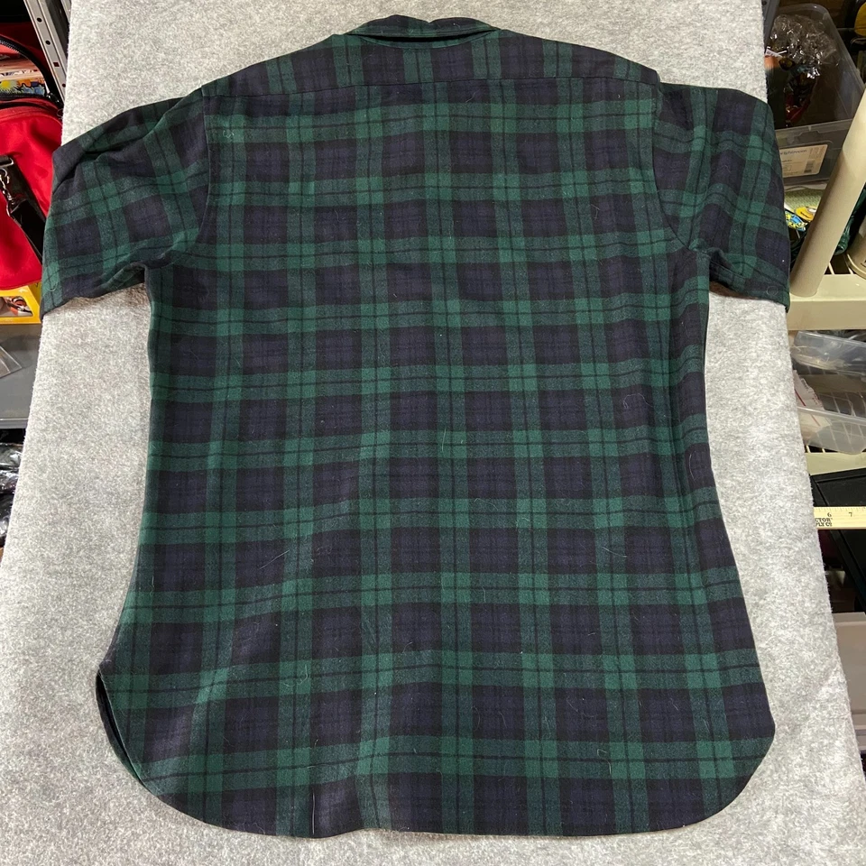 Vintage Pendleton Plaid Shirt Button XL USA Made 70s Black Watch Tartan Mens Lng - Image 3 of 4