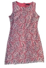 Tommy Hilfiger Women’s Size 8 Pink Cream Lace Overlay Sheath Dress Sleeveless