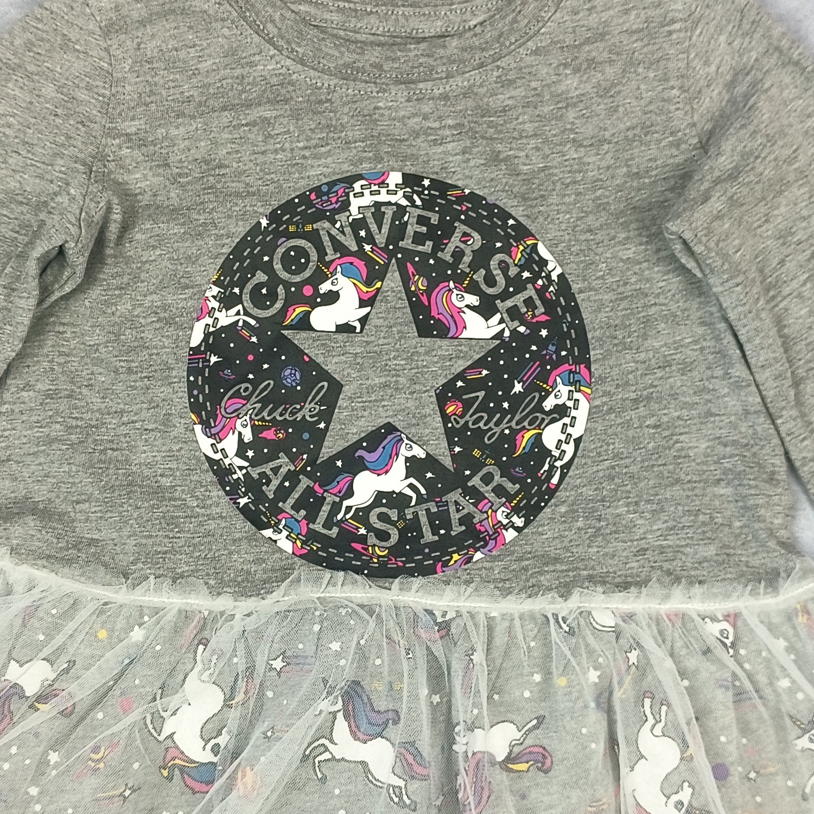 Converse Girls Unicorn Logo Tulle Tunic & Leggings Set Size 1-2 yr Pink Grey NWT image 4
