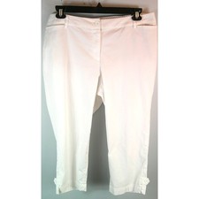 Talbots The Perfect Crop Curvy Women's 14 Petite White Elastic Button Waist