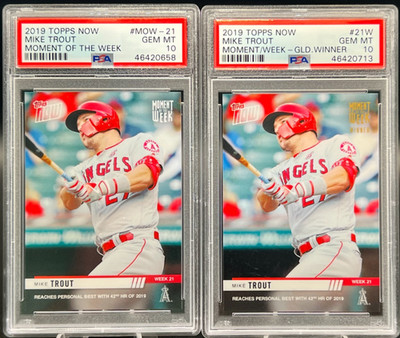 2019 Topps Now Mike Trout Moment of Week 21 Nominee+Gold Winner PSA 10 Rare Lot