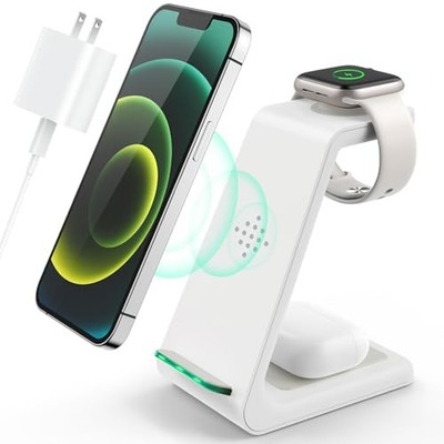 3 in 1 Wireless Charging Station, 2026 Upgraded Fast Desk Charger A-White