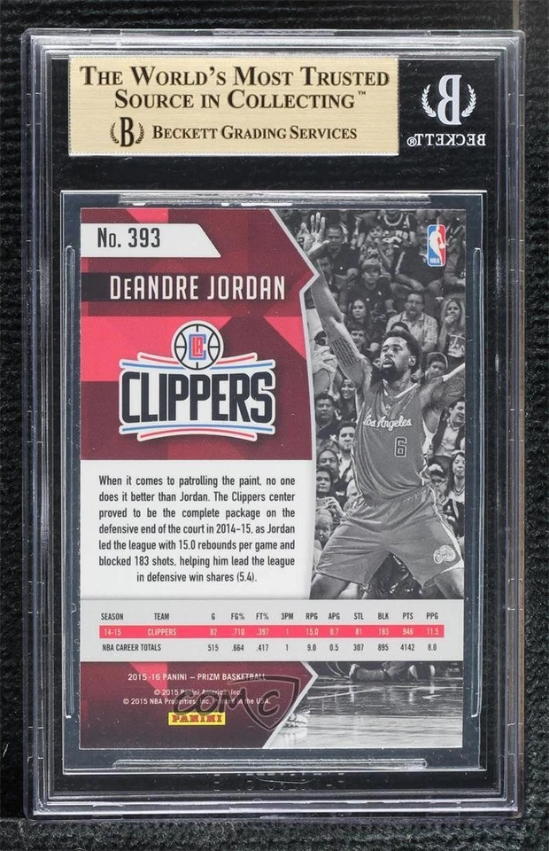 2015-16 Panini Prizm All-NBA Team DeAndre Jordan #393 BGS 9.5 GEM MINT - Image 2 of 2