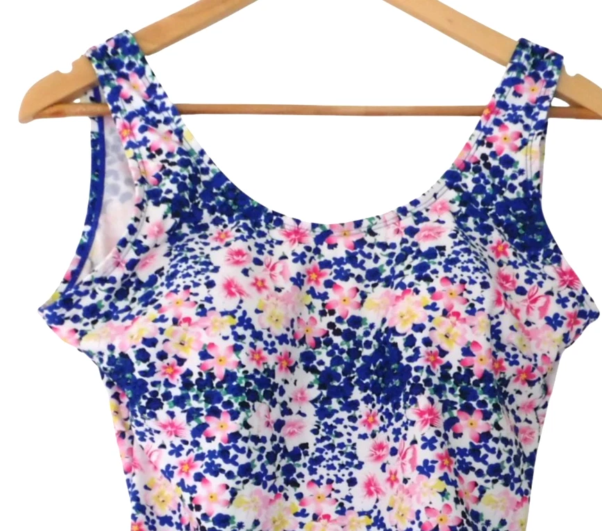 Traje de baño Shore Shapes para mujer 12 azul floral colorido vestido retro Foto 2 de 4